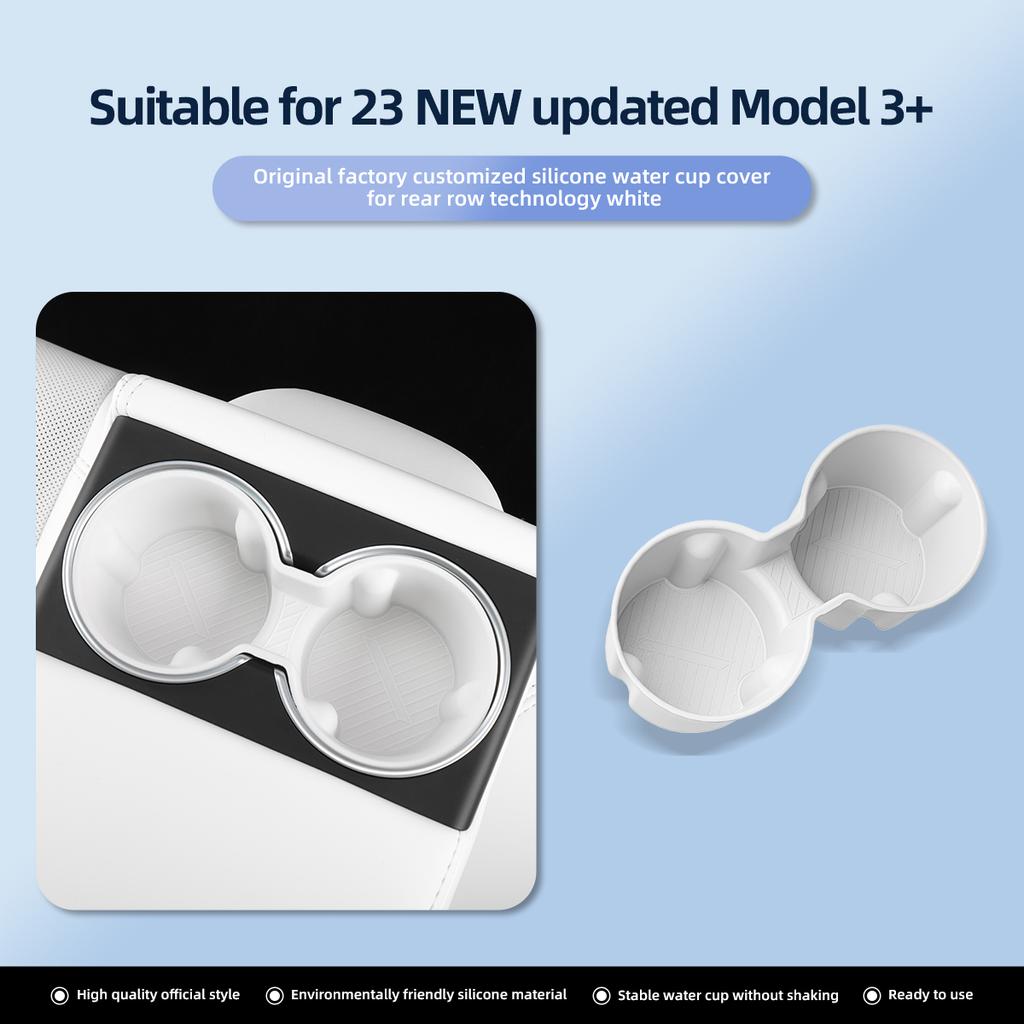 Water Cup Holder For Tesla Model3 Highland 2025 2025 Central Control Drinks Holder Rear Seat Water Cup Cover Car Accessories