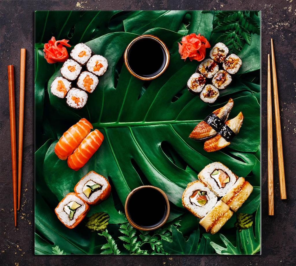 PANEL SZKLANY DO KUCHNI 60x65 Monstera