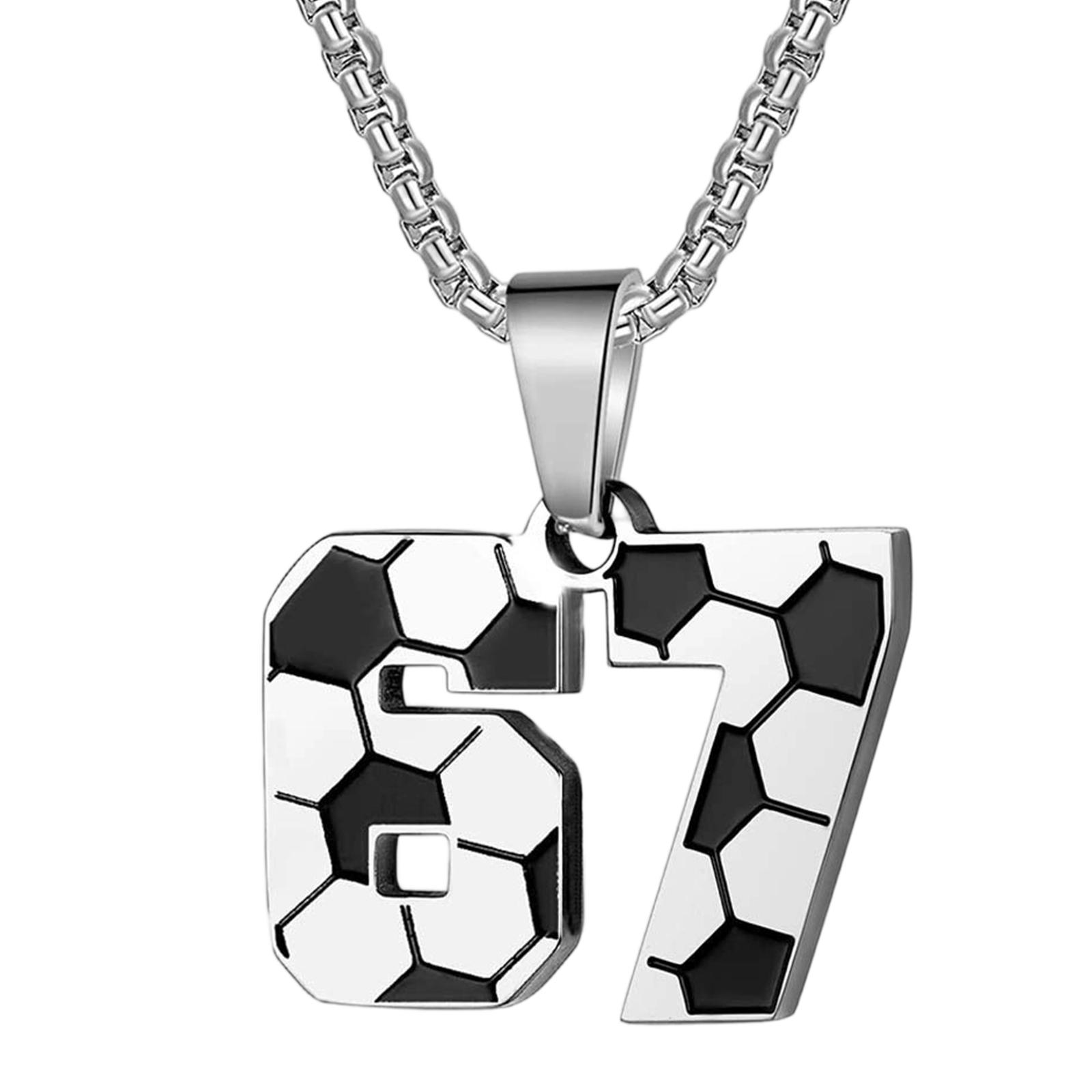 

Unisex Stainless Steel Basketball, Rugby, And Baseball Player Number Pendant, Chunky Chain, Sports Humorous Decorative Necklace One Size