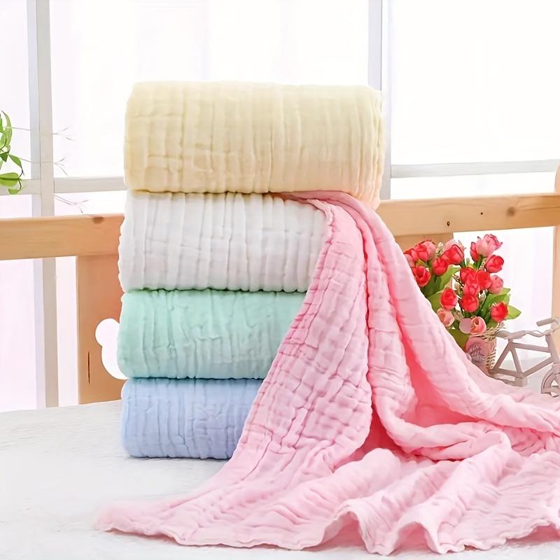 Soft Six-layer Cotton Bath Towel, Gauze Bath Towel, Plain Color Wrap Blanket Bubble Bubble Gauze Baby Swaddle & Cover