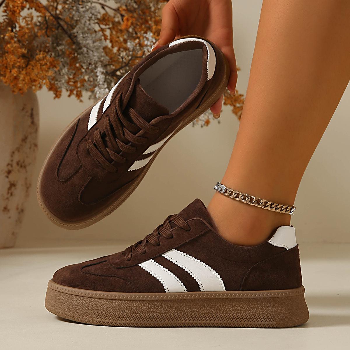 Freizeitschuhe mit dicken Sohlen, Schuhe im Retro-Stil, Damenschuhe 39 braun