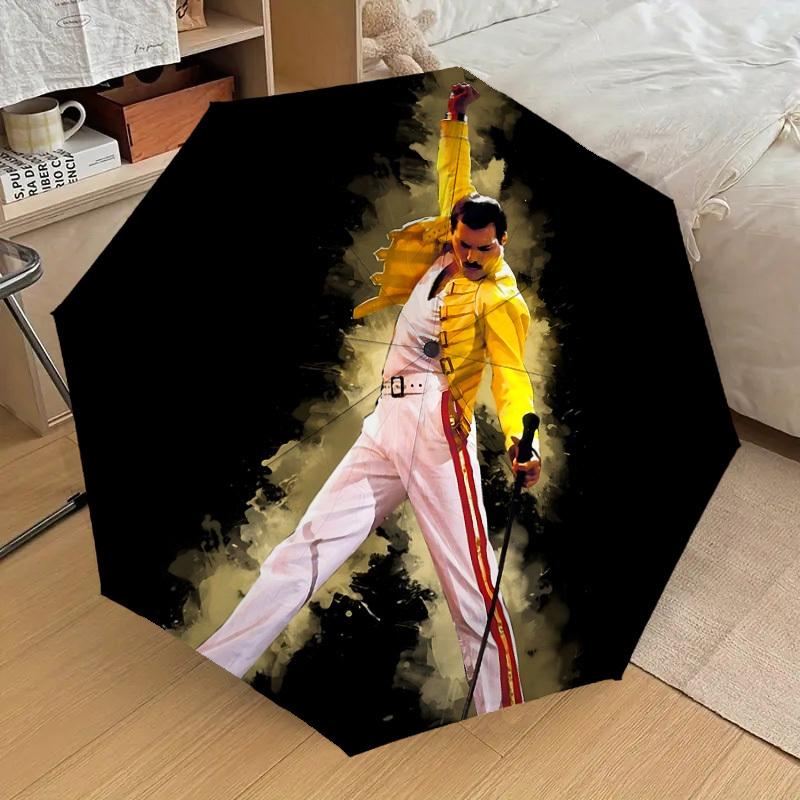 

1pc Freddie Mercury, Iconic Performance Automatic Folding Umbrella, Portable Collapsible Design, Casual Outdoor Accessory 049