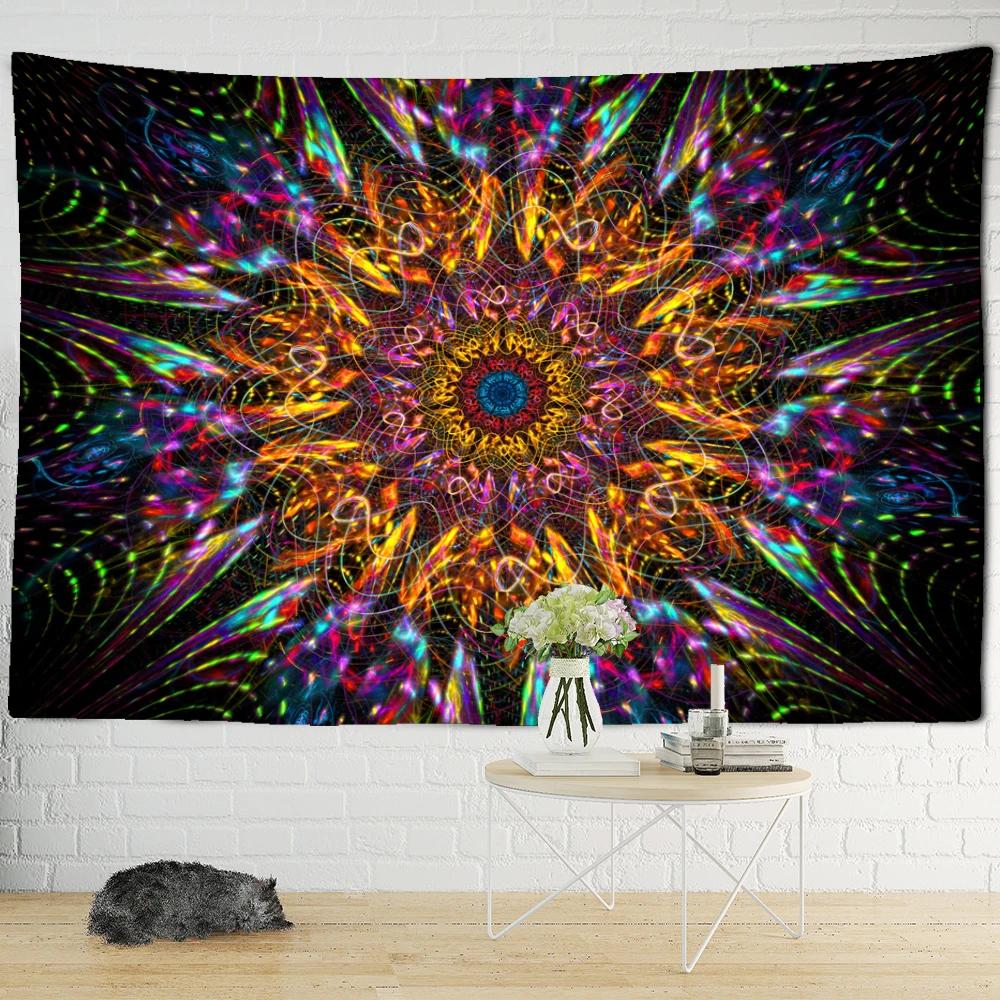 India Mandala Tapestry Wall Hanging Boho Decor Wall Cloth Tapestries Psychedelic Hippie Night Moon Tapestry Mandala Wall Carpet