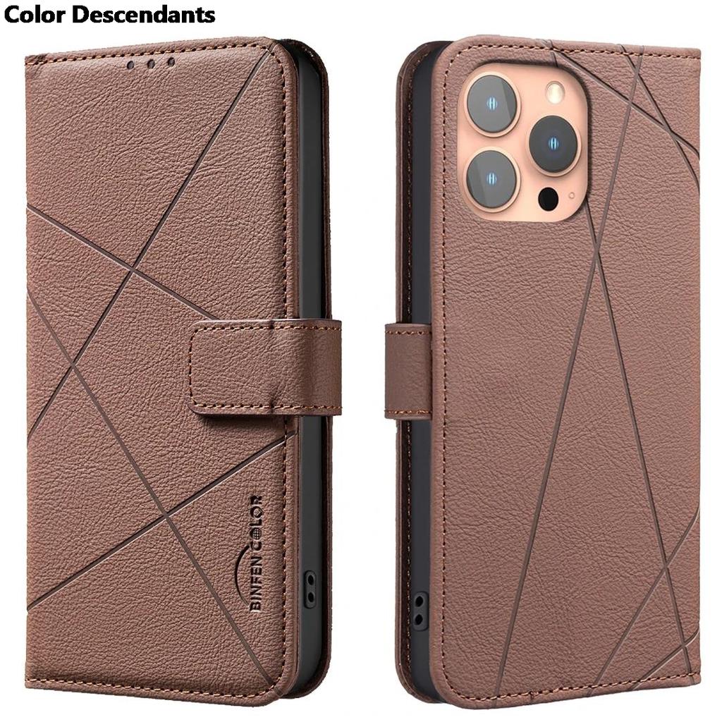 Flip Wallet Leather Cards Solt Book Case For iPhone 16 Pro Max 15 Plus 14 13 12 11 16E Embossed Lines Bag Business Phone Cover