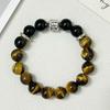Men’s Beaded Bracelet Tiger Eye Natural Stone 12mm Round Beads Stretch Obsidian Bangle DIY Jewelry Gifts