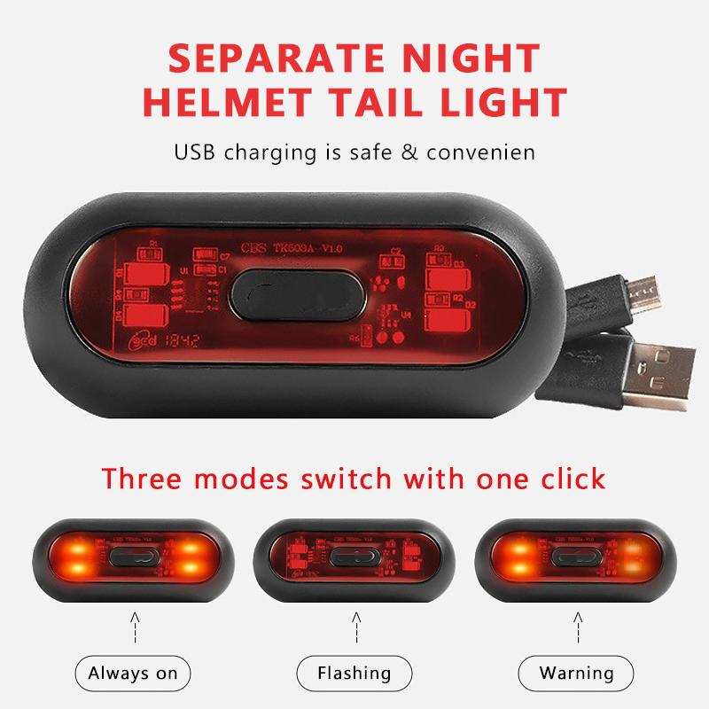 BLALION Motorcycle Helmet Light Bike Taillight Waterproof USB Rechargeable Bicycle Helmet Taillight Safety Signal Warning Lamp