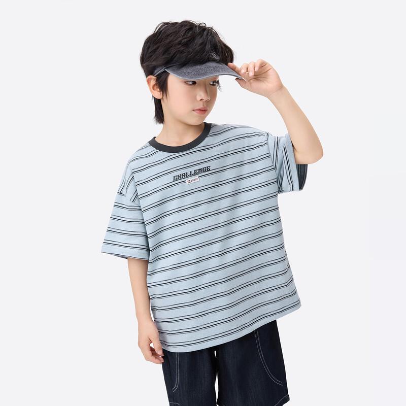 Boys  Striped Letter Print Short-Sleeved T-Shirt 150