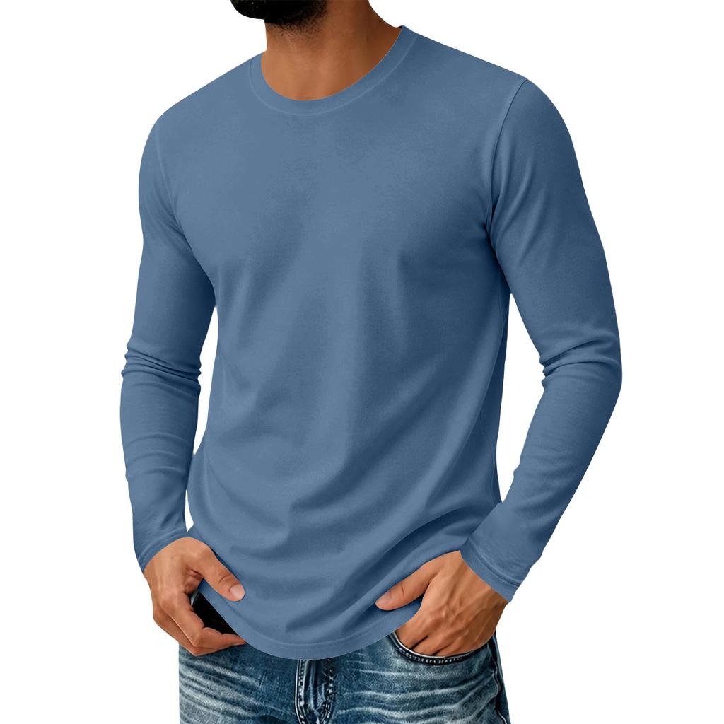 Men's Long Sleeve Round Neck Casual Top for Everyday Comfort and Relaxed Fit