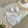 Sexy Bikini Set Women Halter Push Up Bra Skirt 3 Piece Swimsuit Summer Bathing Suit Cover Up Thong Swimwear Biquini