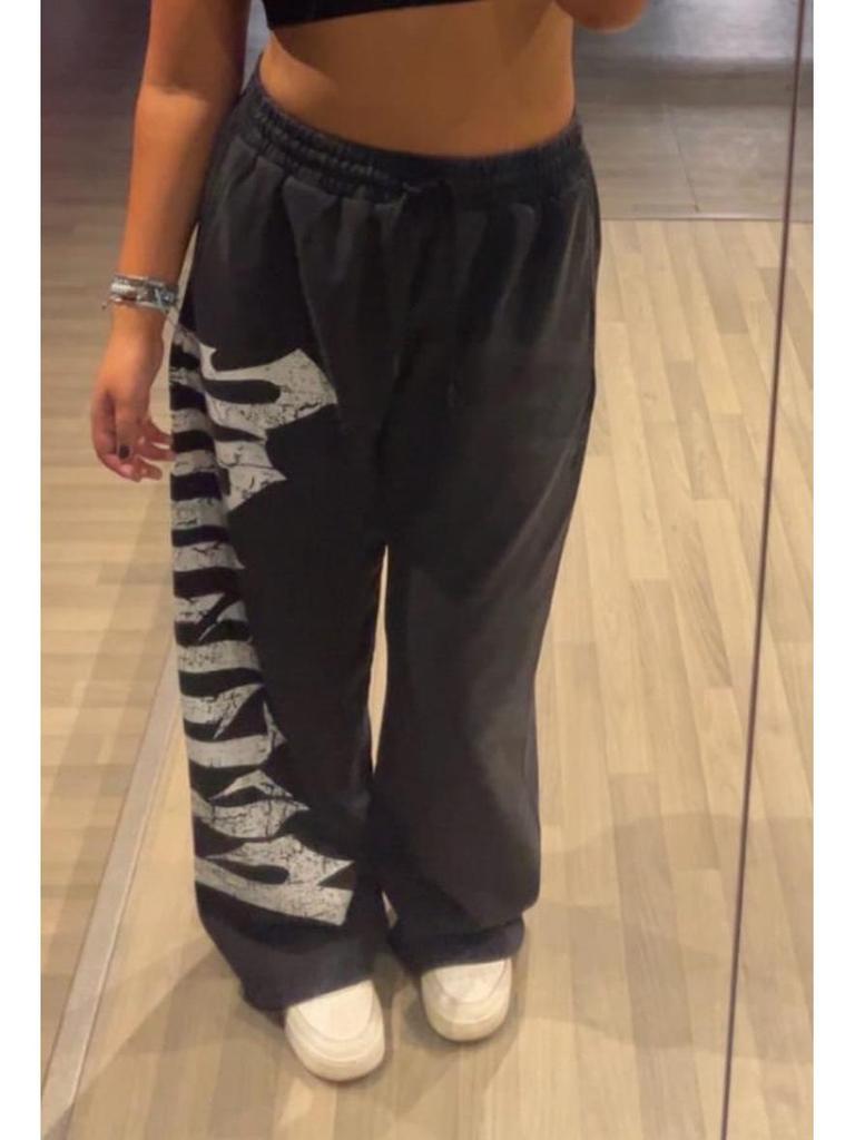 Herre Joggebukser med brede ben og stor skrift: Trendy fritids-, trenings- og joggebukser