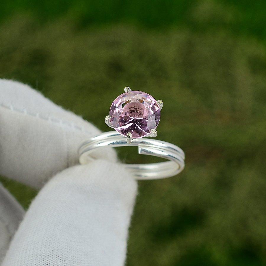 Mothers day Sale 925 Sterling Silver Pink Topaz Gemstone Promise Stackable Ring