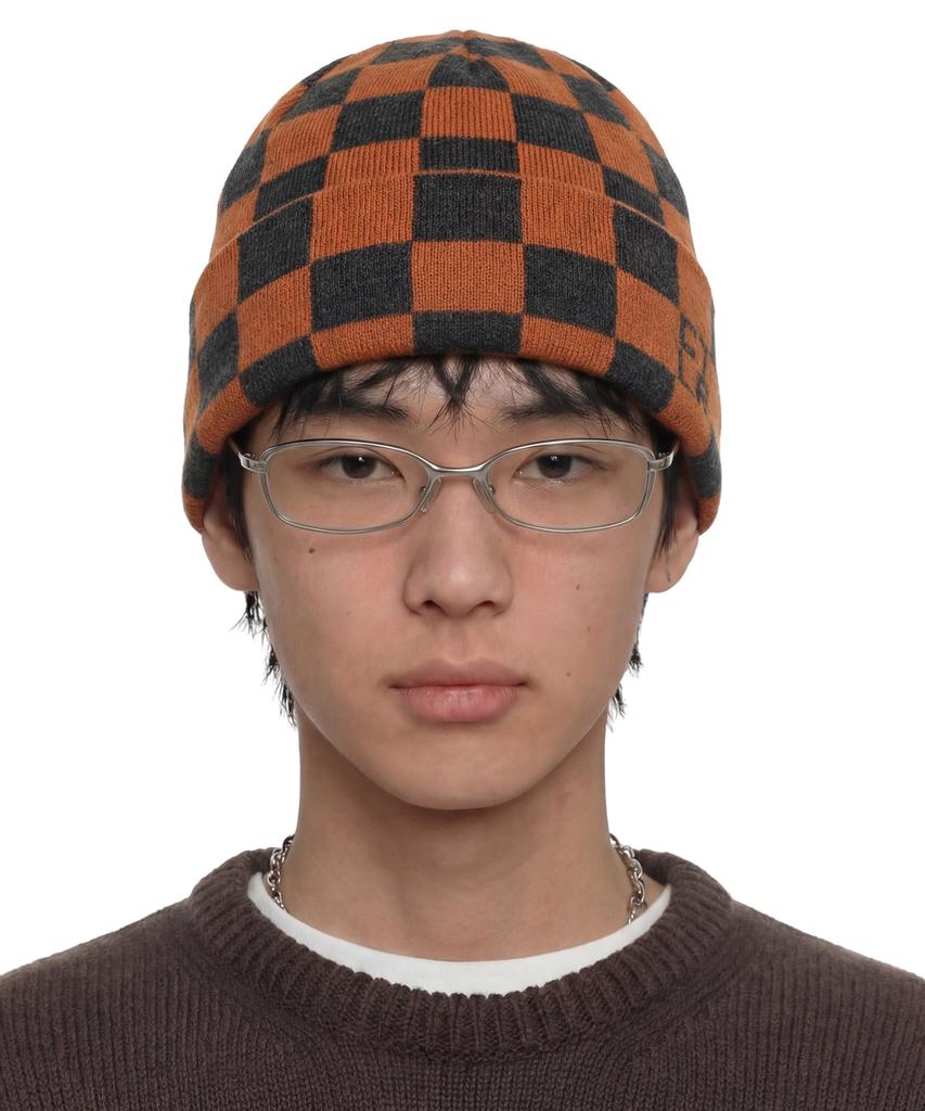 Eondeokeonteulol Winter Plaid Beanie Beanie / Checkerboard / Old Brick
