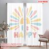2pcs 2D Flat Printing Curtains Happy Sun Watercolor Polyester Without Electricity Seasonal Party & Holiday Decor Perfect for New