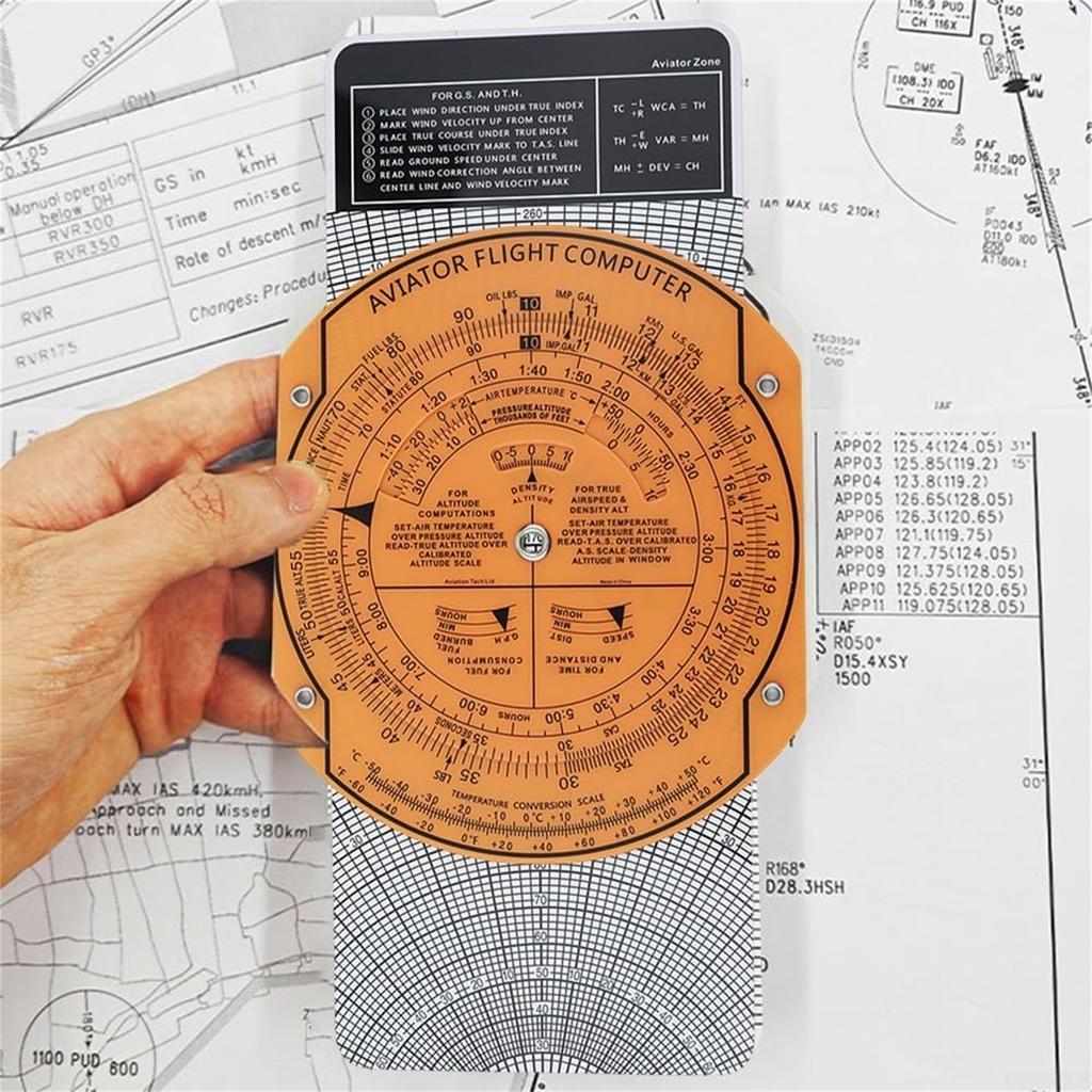 Luftfahrt Navigationsplotter mit 360-Grad-Drehung und Rechenschieber zur Flugplanung, transparentes ABS-Material