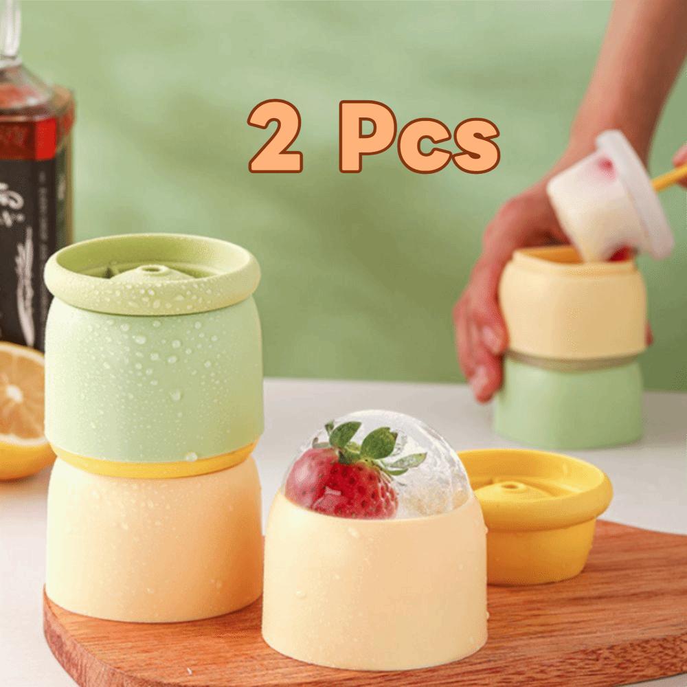 2PCS Easy Demolding Spherical Shape Ice Cube Mold Food Grade Silicone Ice Sphere Maker  Drink