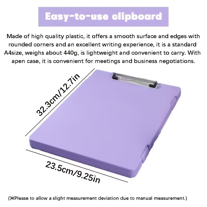 Clipboards with Storage, Plastic Storage Clipboard with Low Profile Clip, Binder Clipboard Folder Side-Opening,Office Supplies