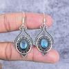 Swiss Blue Topaz Gemstone 925 Sterling Silver Jewelry Earring 2.05" M-2698