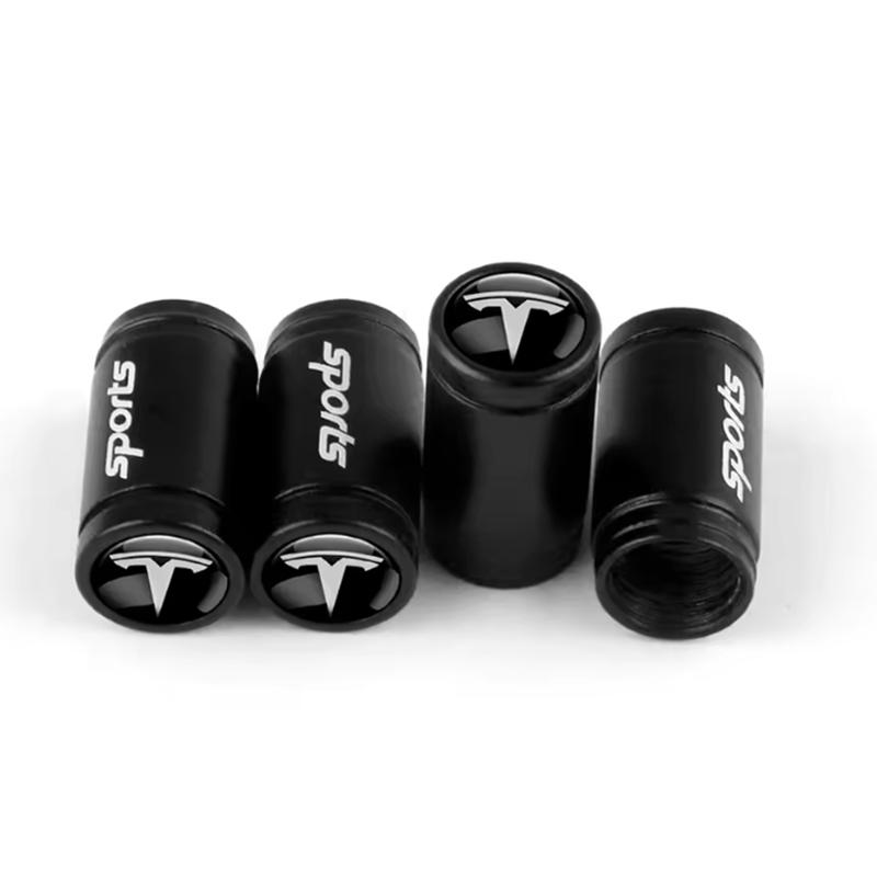 AKZ1 4Pc/set Car Styling 3D Wheel Tire Valve Stem Caps Auto Accessories For Tesla Model 3 Model S Model X Model Y Cybertruck Roadster