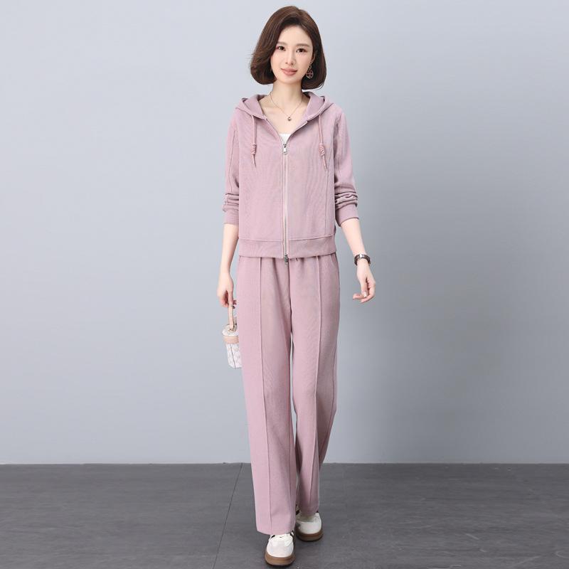 Women's Casual Two-Piece Suit: Autumn/Spring Slimming Sweatshirt Set - Young Mom Fashion 2025
