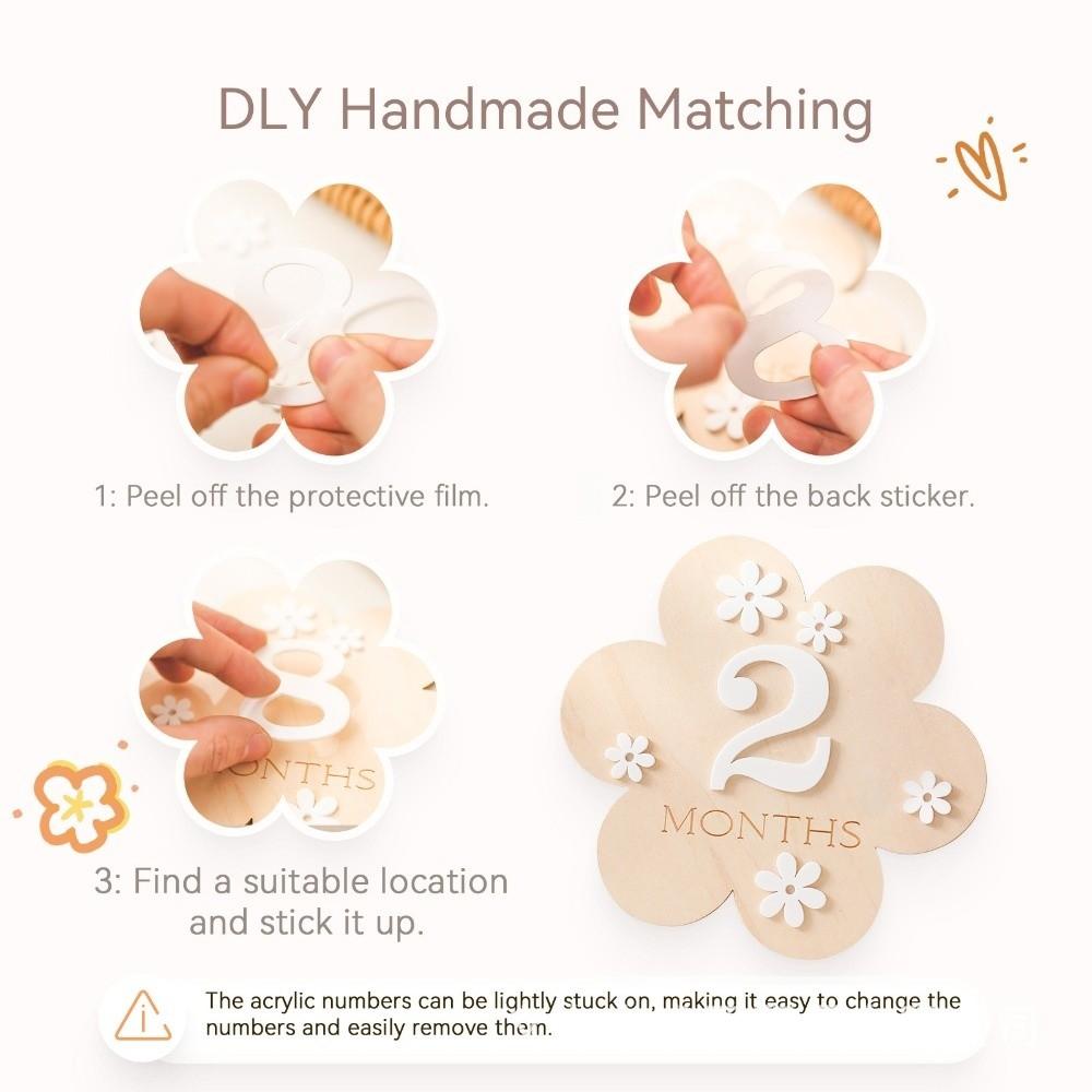 Wooden Newborn Growth Commemorative Card Infant Birth Month Recording Card  Photography Accessories
