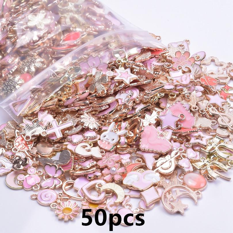 Different Random Mix Enamel Flower Charms For Jewelry Making Supplies Cute Tulip Tulip Rose Flowers Plant Charm Pendant Breloque