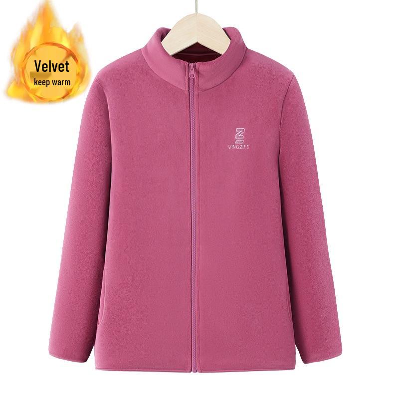 

Chic Fleece Jacket: Warm Autumn/Winter Wear for Middle-Aged & Elderly Mothers 4XL рожевий