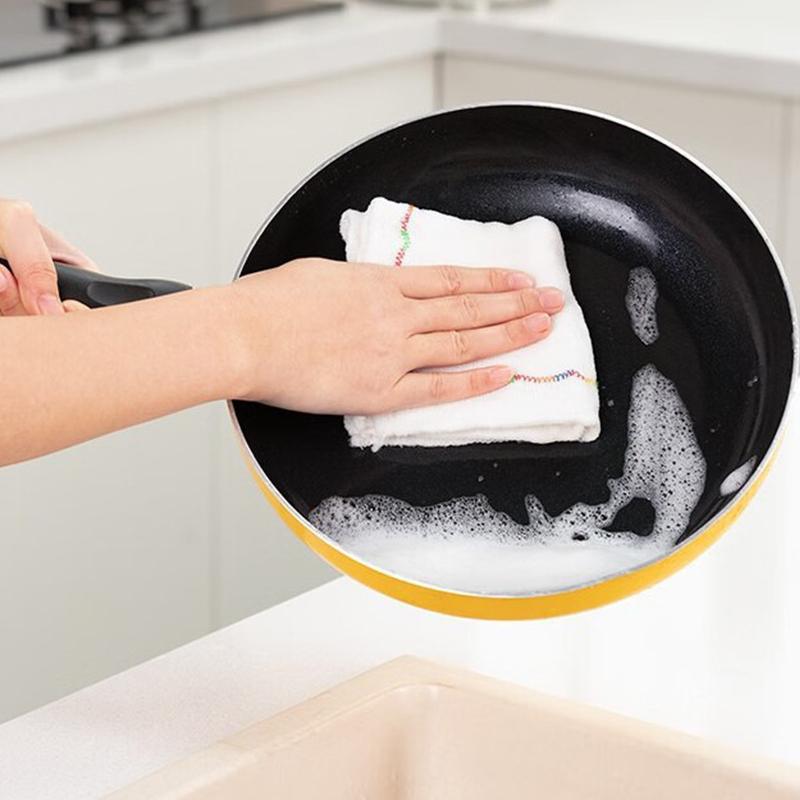 10Pcs Dishwashing Cloth Kitchen Rainbow Cloth Absorbent But Not Shedding Hair Table Cleaning Towel Household Thick Scouring Pad