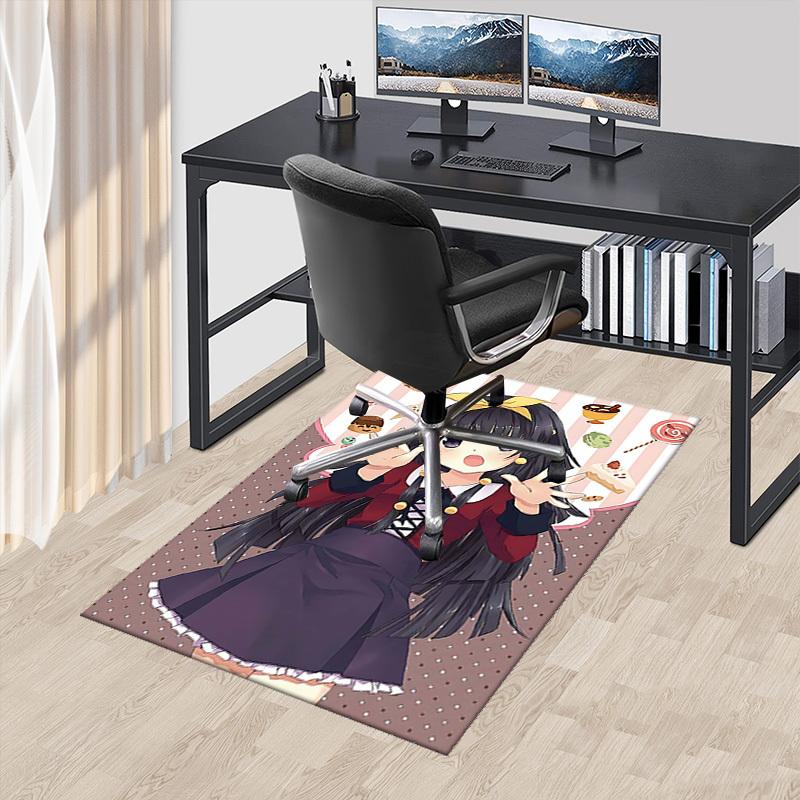 

1pc Anime Cute Girl Chair Mat - Sweet Treats & Desserts Office Carpet, Anti-Slip Rug for Home Decor, Desk Pad, Game Room, Dormitory Flooring Gift.Q033 60cm by 90cm