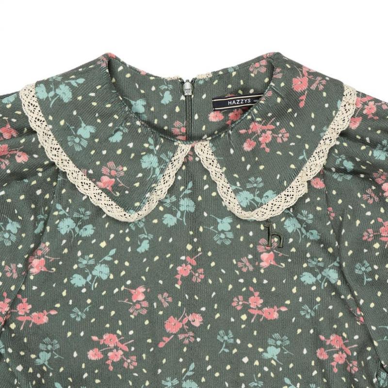 Rochie Hazzys Kids Forest din catifea reiată, kaki