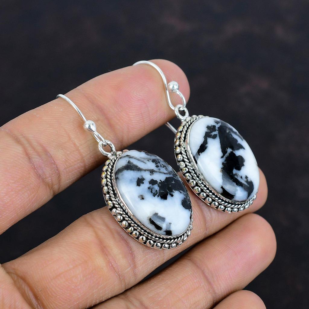 Cercei cu turcoaz de bivol alb, cercei cu pietre prețioase făcuți manual, cercei din argint sterlin 925, bijuterii cu piatră de naștere, cercei drop vintage, cadouri pentru ea