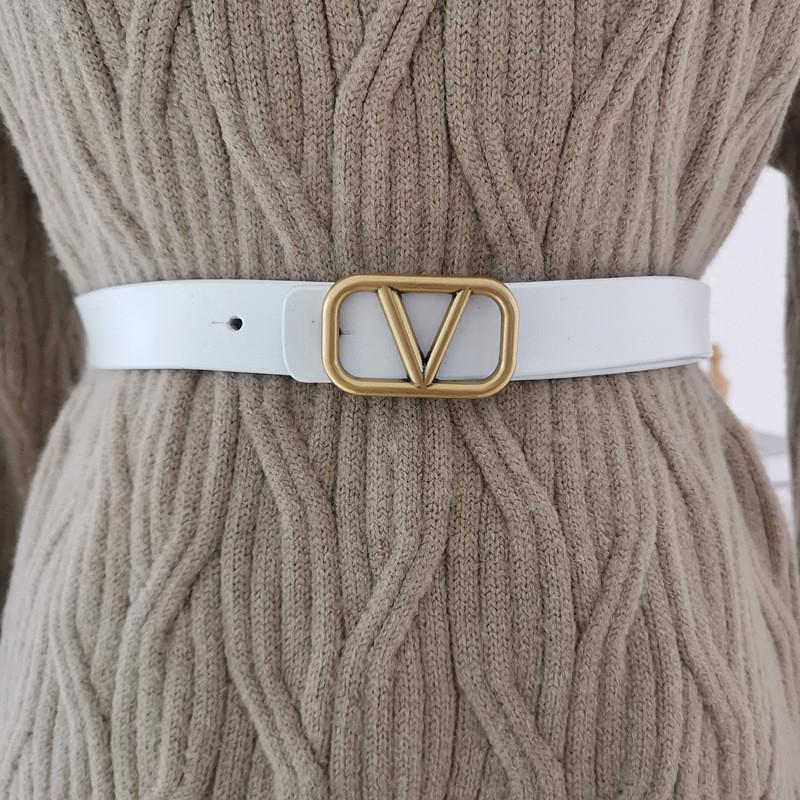 Leather Womens Belt Elegant Black Waist Belt With Snap Closure For Office Outfits White