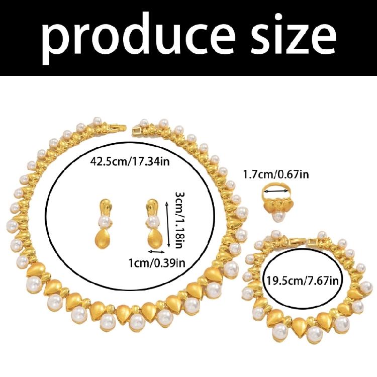 Modern Pearls Jewelry Set Complete Matching Set Necklace Bracelet Earrings Rings Sturdy Alloy Crafted Casual Wear