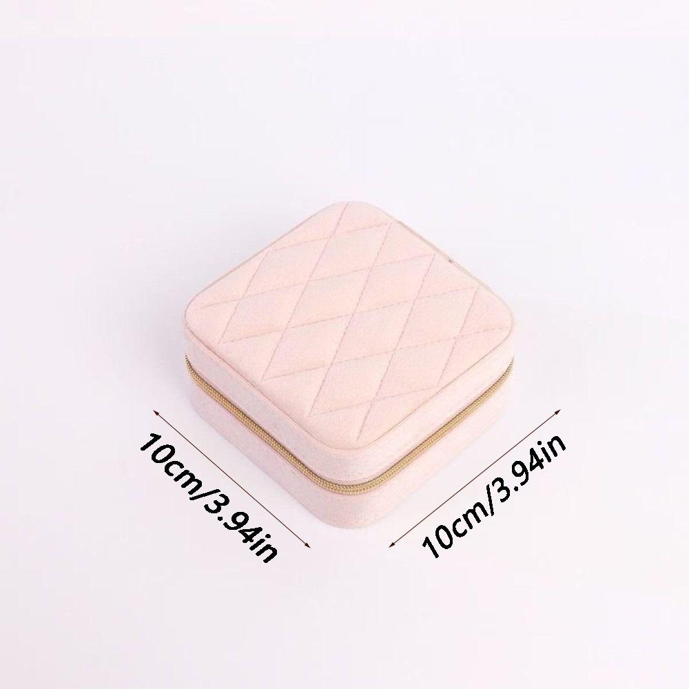 Portable Velvet Jewelry Box Zipper Closure Velvet Jewelry Organizer Travel Jewelry Box Ring Earrings Necklace Organizer