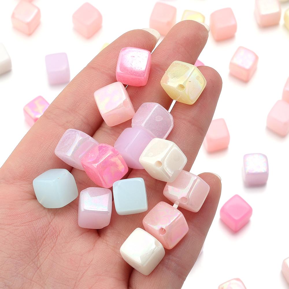 20/50 Stück Acryl-Quadratperlen Jelly-Farbe Würfel Lose Abstandshalterperlen Für DIY Schmuckherstellung Basteln Halsketten Armbänder Zubehör