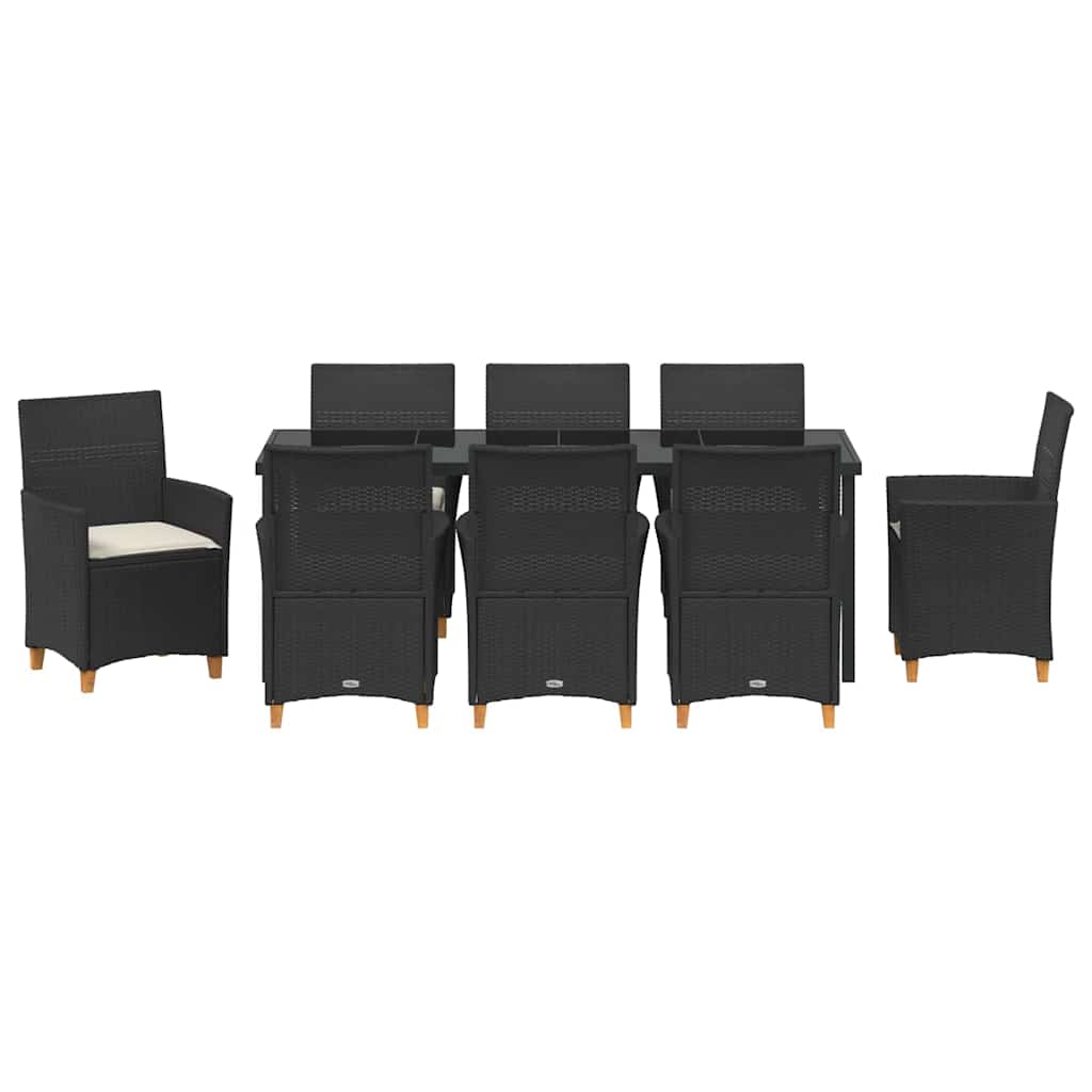 Garden Dining Set 9 pcs Black Poly Rattan