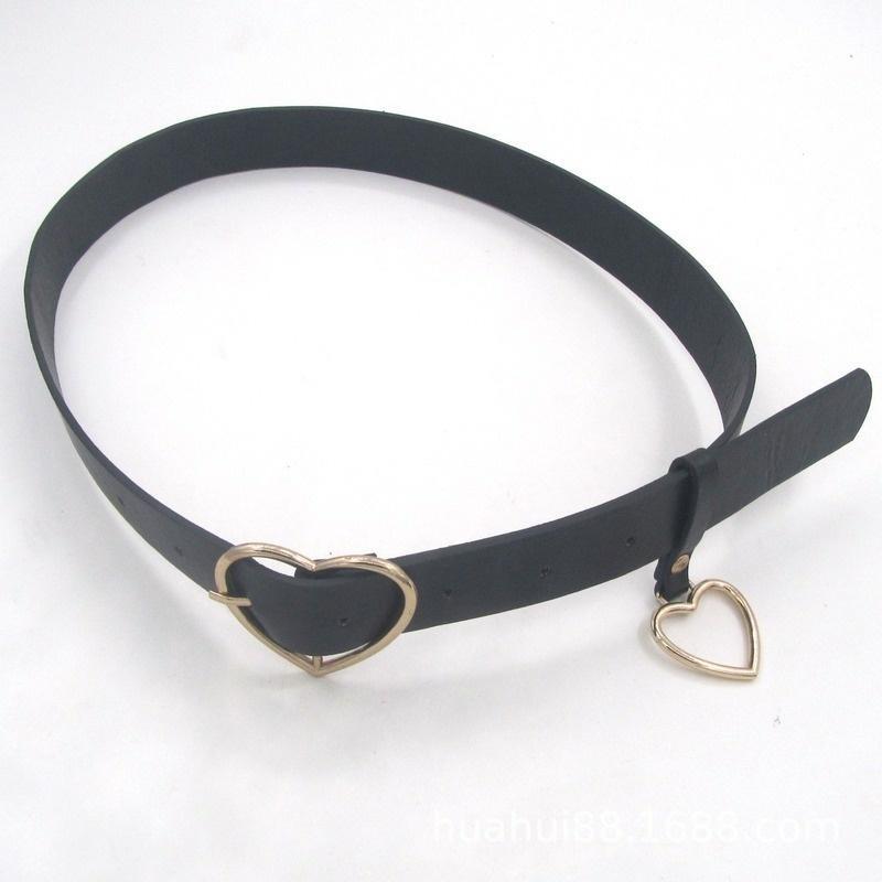 New Heart Buckle Leather Belt Adjustable Punk Fashion Waist Belts