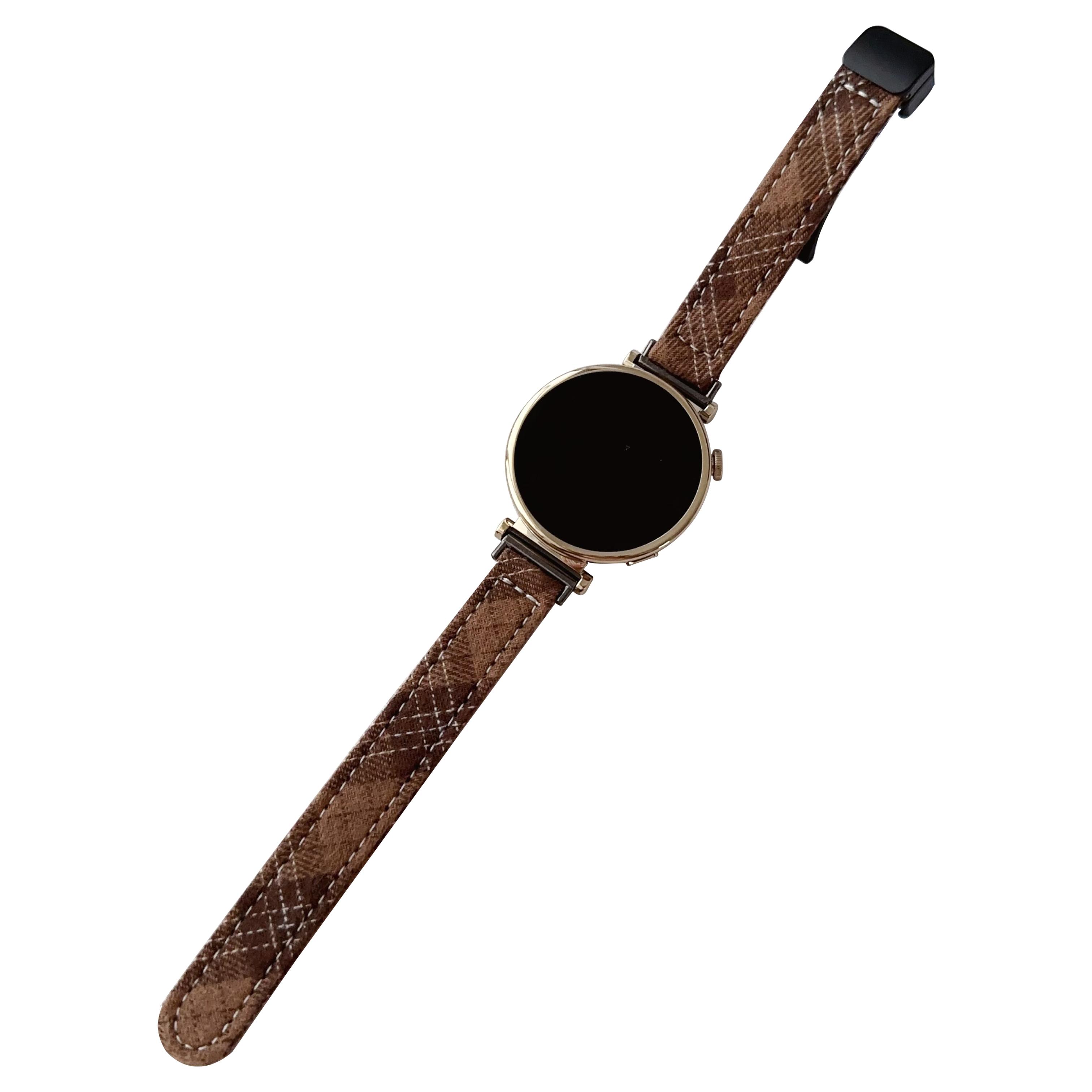 

20mm Universal Replacement Wrist Band Magnetic Buckle Canvas Watch Strap Tan