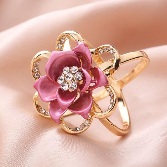 3Pcs/Set Flower Scarf Ring Elegant Silk Scarf Rings Rhinestone Scarf Clip Rings for Women Neckerchiefs Shawls