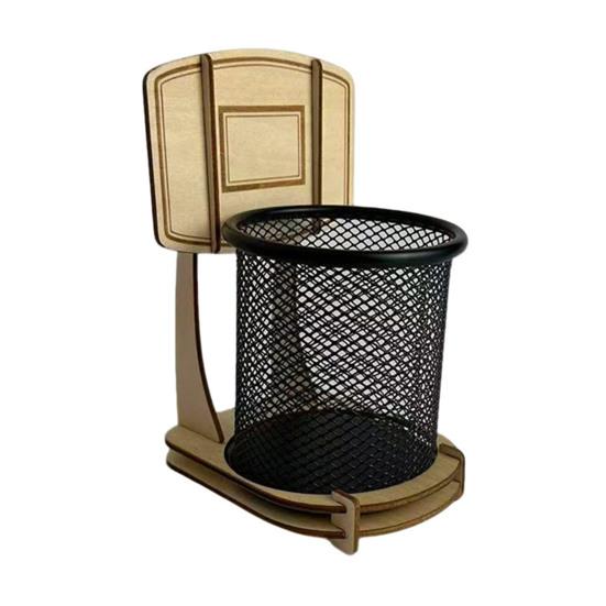 Basketball Pen Holder Metal Mesh Cup Desk Organizer Basketball Stand Style Pencil Holder