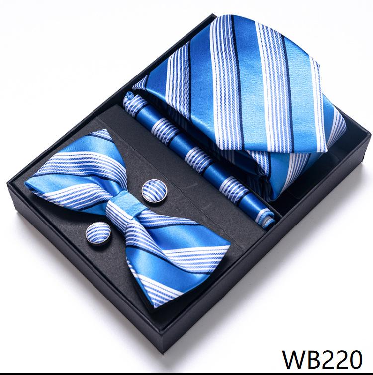 Men'S Business Dress Party Tie Gift Box Fashion Tie Square Scarf Combination Set Tie Bow Tie Set