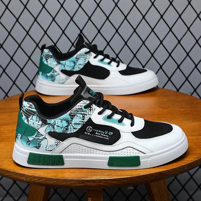 Modetrend Herren Flache Schuhe Sommer Atmungsaktiv Herren Leder Low-Top Freizeitschuhe Mode Mann Jogging Sportschuhe Sneakers Tenis Masculino