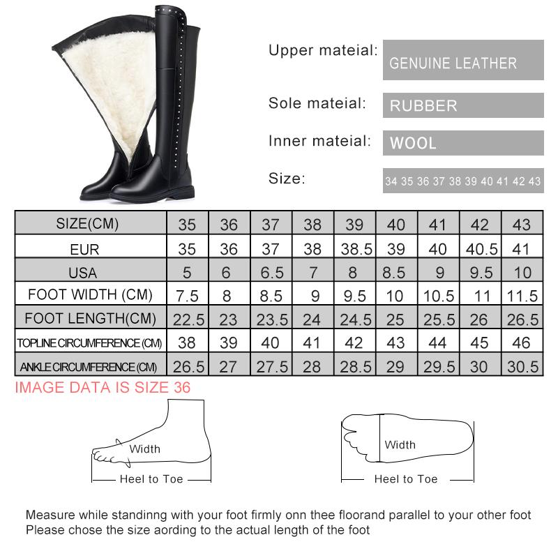 Fashion AIYUQI Womens Knee High Boots Winter 2025 New Genuine Leather Women Thigh High Boots Plus Size Wool Warm Women's High Boots