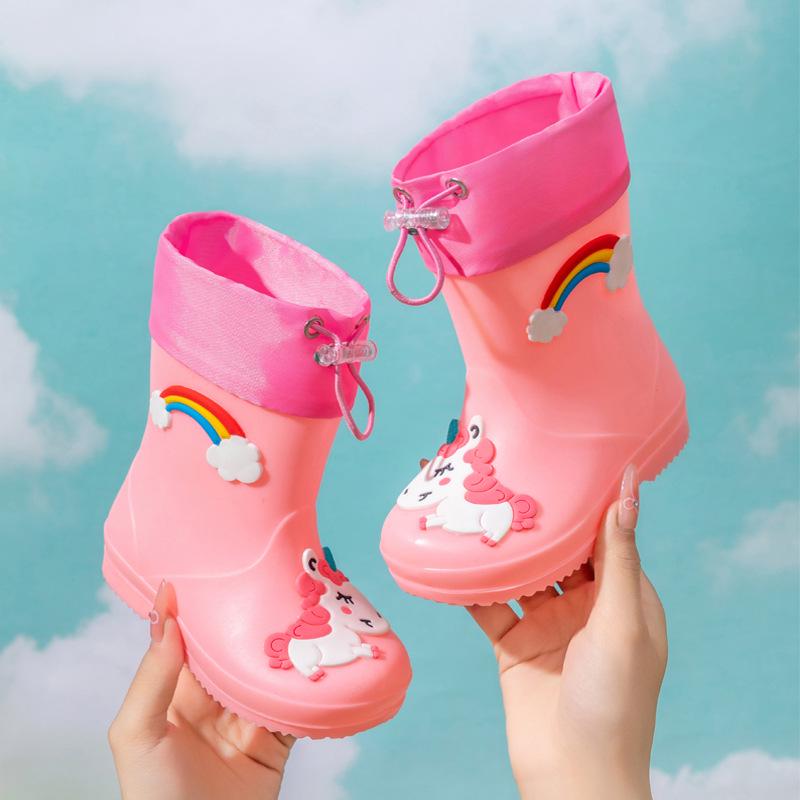 Kinder Einhorn Gummistiefel: Kleinkind & Baby 1-7 Jahre, Rutschfeste Wasserdichte Cartoon-Schuhe