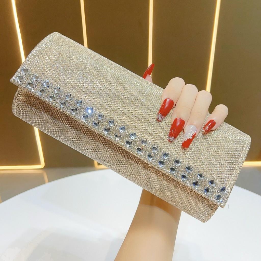 Fashion Glitter Clutch Bag With Rhinestone Embellishments For Evening Weddings And Formal Events