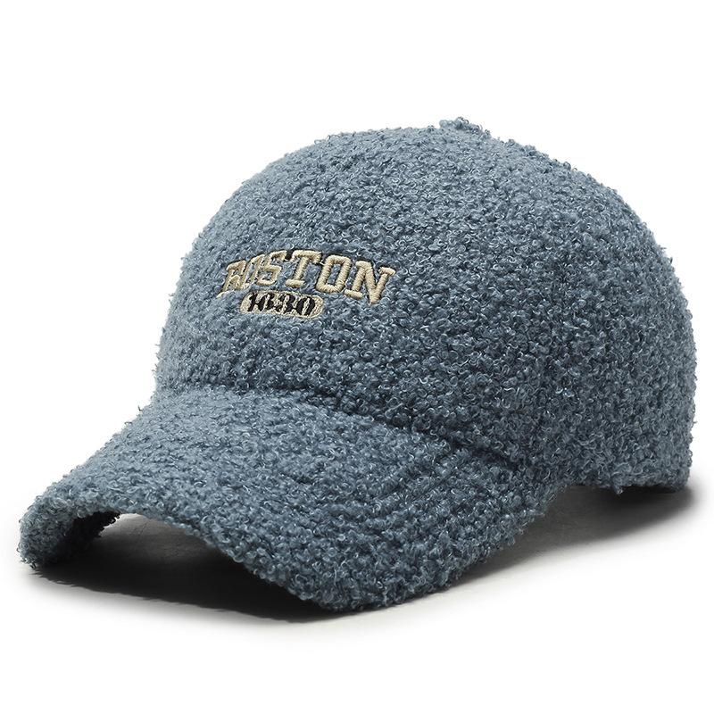 New Thermal Baseball Cap Teddy Fleece Letter Embroidered Cap Trendy Casual Face Small Hat Women