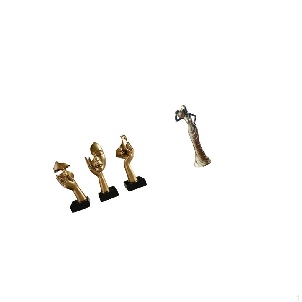 Resin Thinker Statues Abstract Art Sculptures Vintage Tribal Lady Figurine Tabletop Ornament