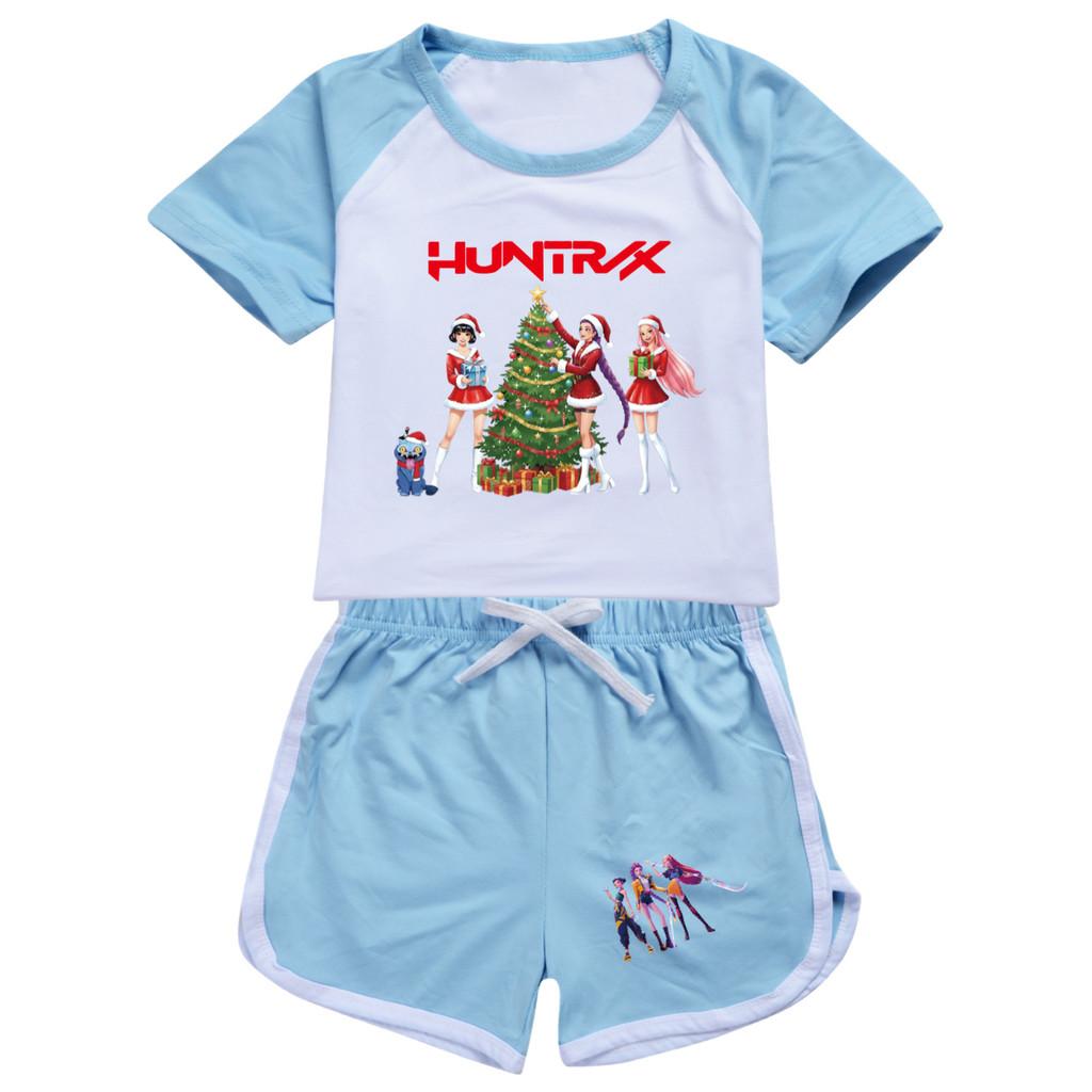 5085 Kids Girls Christmas POP Rumi Zoey Mira Print T-shirt Shorts Sport Tracksuit Clothes Set