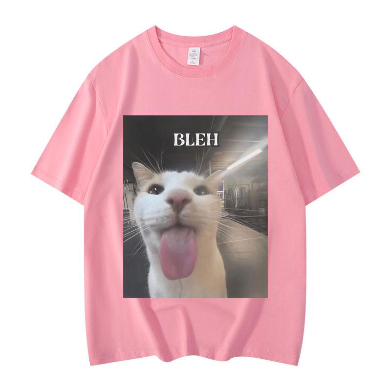 

Bleh Funny Cat Meme Graphic T Shirts Women Clothing High Street Fashion Trend T-shirts Summer Casual Short Sleeve T-shirt 4XL