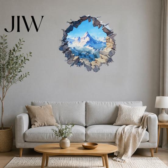 Landscape Wall Covering Snow Peak Sticker, 3D Decorative Decal, Durable Nordic Style Home Accents PVC Waterproof Window Film, for Living Room Bedroom