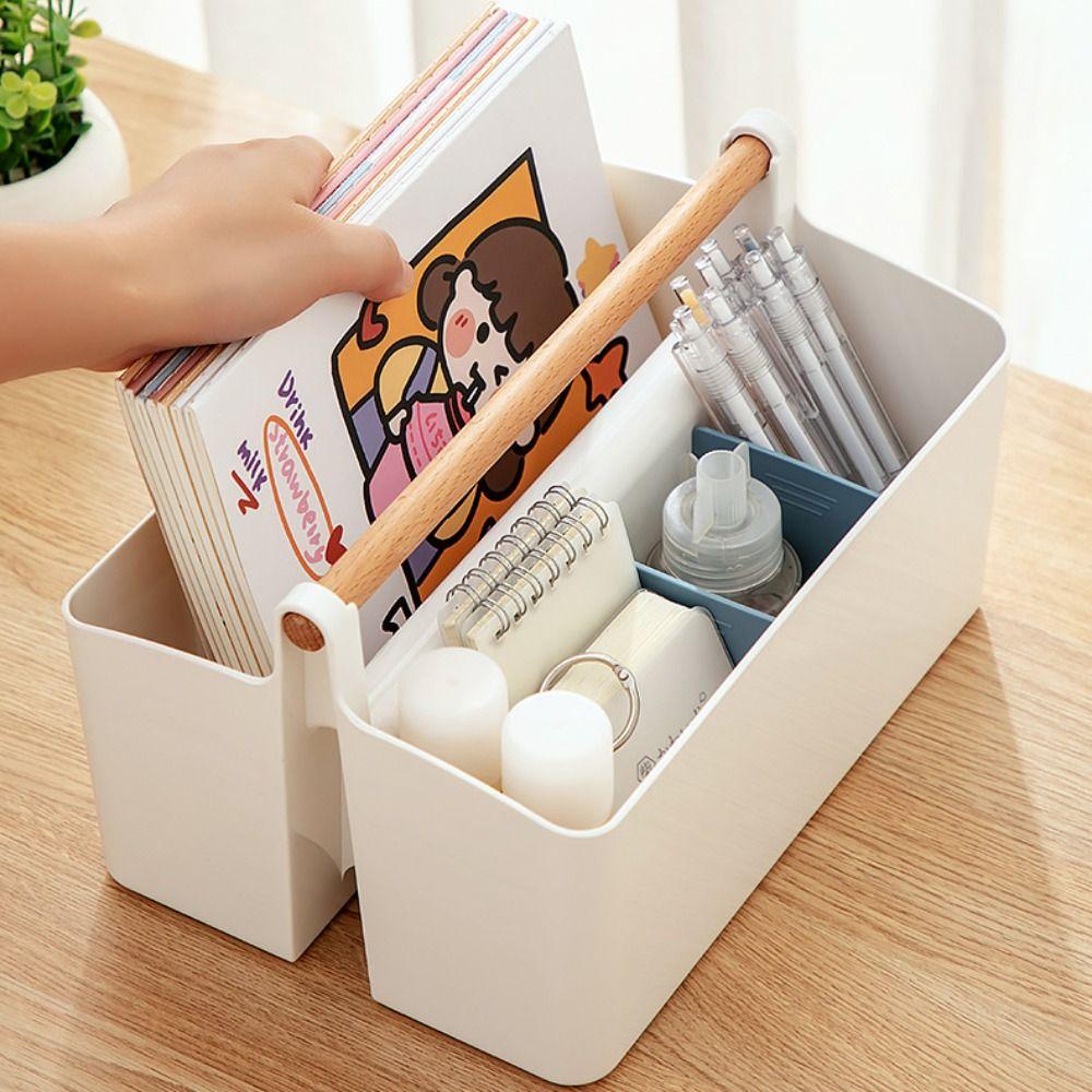 Plastic Desk Storage Organizer Portable Storage Box Storage Containers Desk Stationery Box  Women